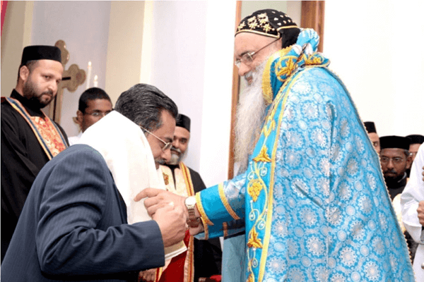 His Holiness honored Shri M. G George Muthoot for his tremendous contribution in the field of business and social welfare, at the Hauz Khas Church.