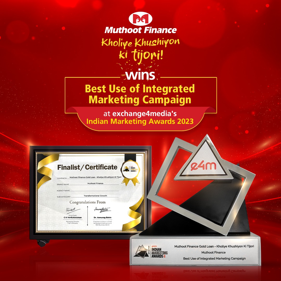 Muthoot Finance’s Kholiye Khushiyon Ki Tijori has won the exchange4media's ‘Best Content Marketing Award’ 2023